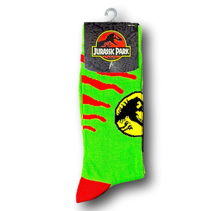 3/$20 Jurassic Park Movie Logo Funny Novelty Socks - NWT
